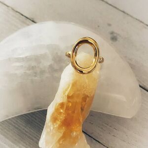 Gold Oval Open Ring-Adjustable Stainless Ring